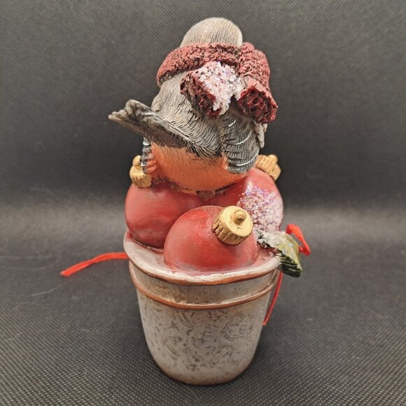 Christmas Peace Bird-5 " Tall - Table Decor-Painted Clay - Picture 4 of 9